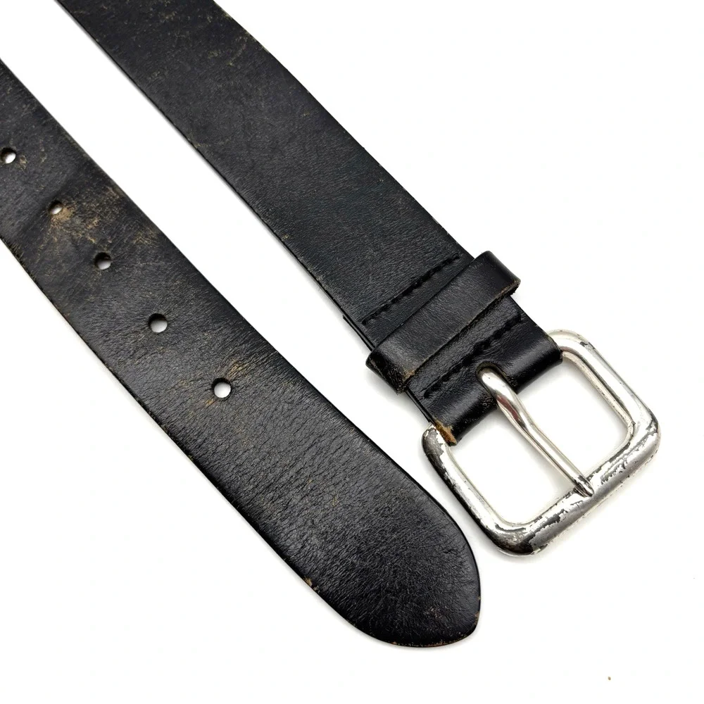Vintage Y2K EXPRESS Black Genuine Leather Dress Belt M 31-36